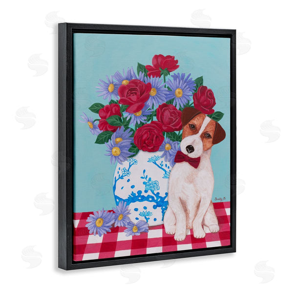 Stupell Industries Sally B | Flower Vase With Dog Painting