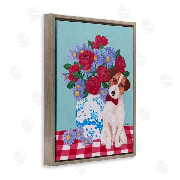 Stupell Industries Sally B | Flower Vase With Dog Painting