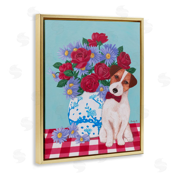 Stupell Industries Sally B | Flower Vase With Dog Painting