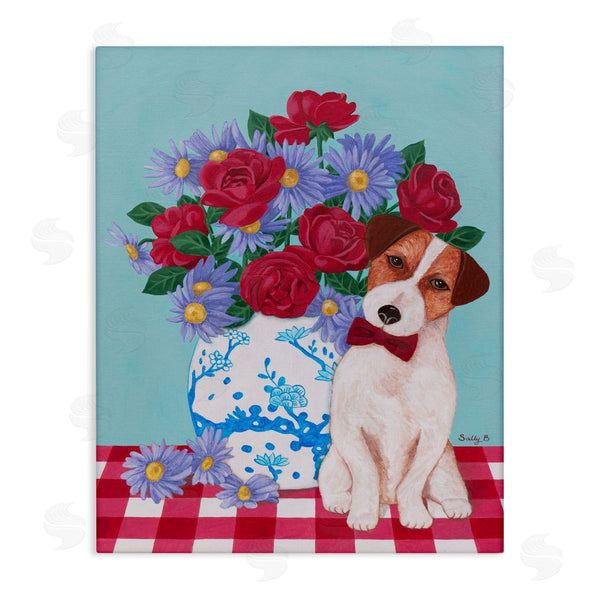 stupell industries Sally B | Flower Vase With Dog Painting