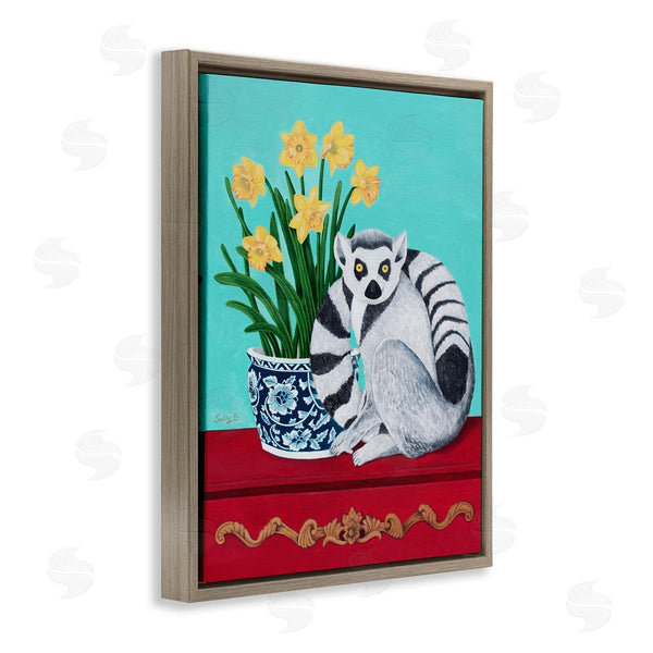 Stupell Industries Sally B | Lemur And Daffodil Flower Vase