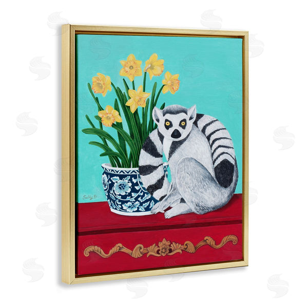Stupell Industries Sally B | Lemur And Daffodil Flower Vase