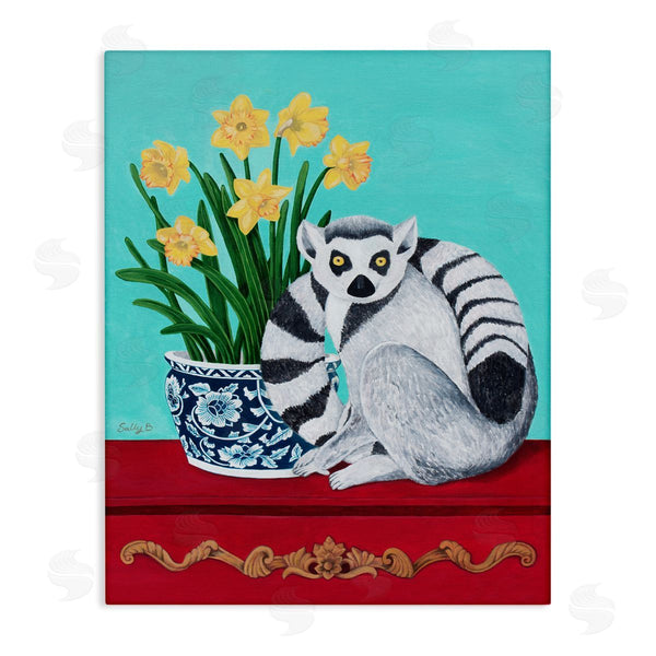 stupell industries Sally B | Lemur and Daffodil Flower Vase