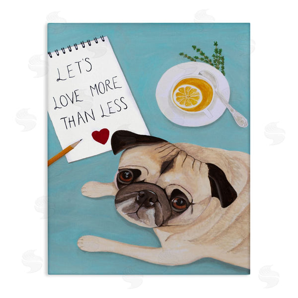 stupell industries Sally B | Love More Pug With Tea Wall Art
