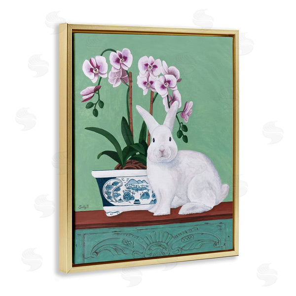 Stupell Industries Sally B | Rabbit And Flowers Pink Green