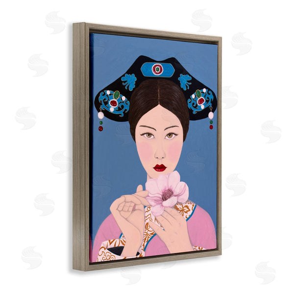 Stupell Industries Sally B | Woman And Flower Pink Blue