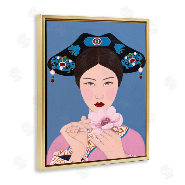 Stupell Industries Sally B | Woman And Flower Pink Blue