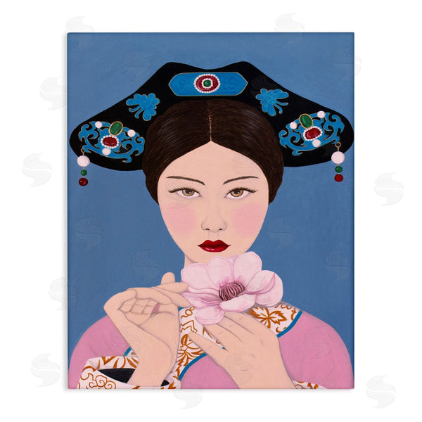 stupell industries Sally B | Woman And Flower Pink Blue