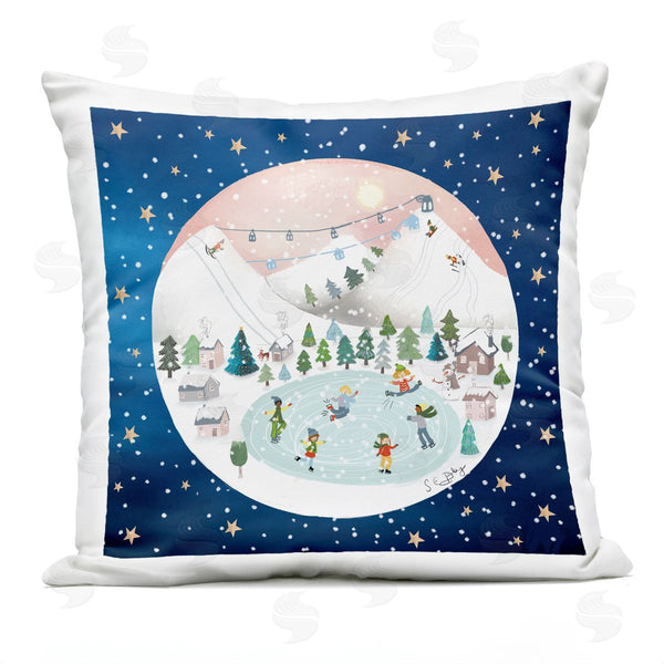 Stupell Industries Sally Darby | Winter Fun Ice Skating Scene Printed Throw Pillow