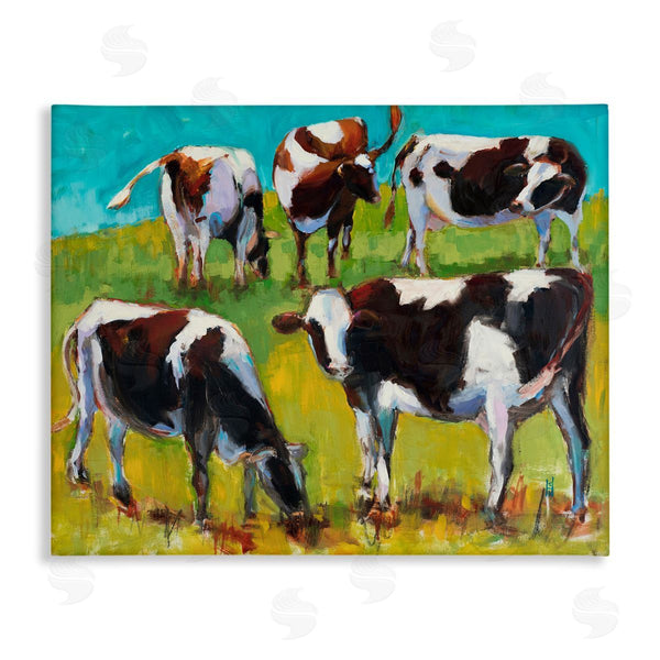 stupell industries Sally Hootnick | Cows Grazing Modern Painting Wall Art