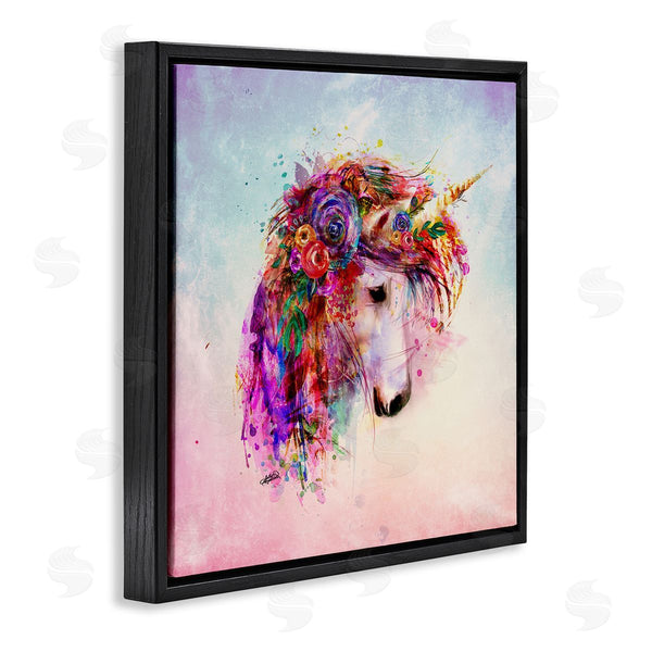 Stupell Industries Sally Kaye Barlow/Makaio Design | Abstract Unicorn With Florals Wall Art