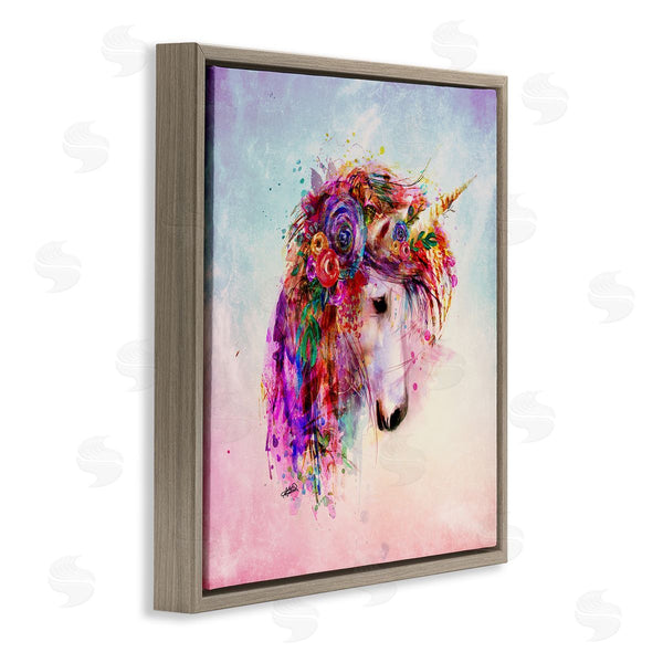 Stupell Industries Sally Kaye Barlow/Makaio Design | Abstract Unicorn With Florals Wall Art