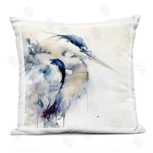Stupell Industries Sally Kaye Barlow/Makaio Design | Coastal Serenity Blue Heron Printed Throw Pillow