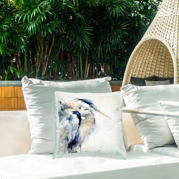 Stupell Industries Sally Kaye Barlow/Makaio Design | Coastal Serenity Blue Heron Printed Throw Pillow