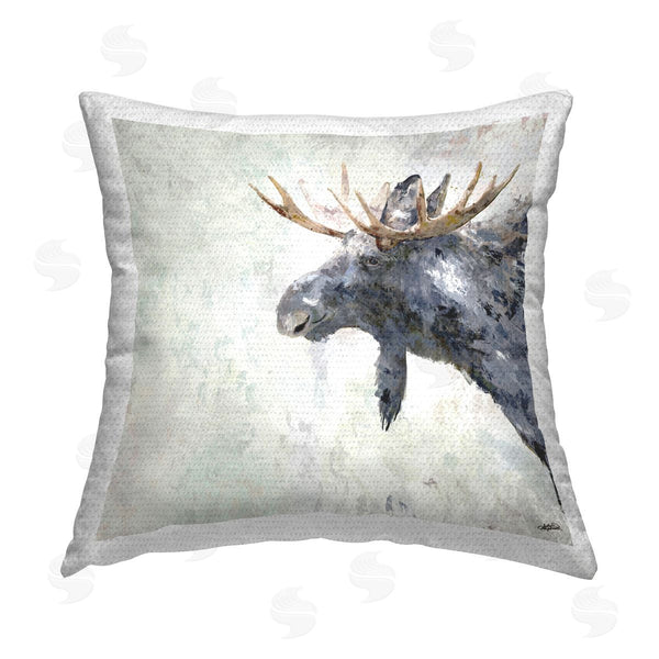 Stupell Industries Sally Kaye Barlow/Makaio Design | Rustic Moose View Printed Throw Pillow