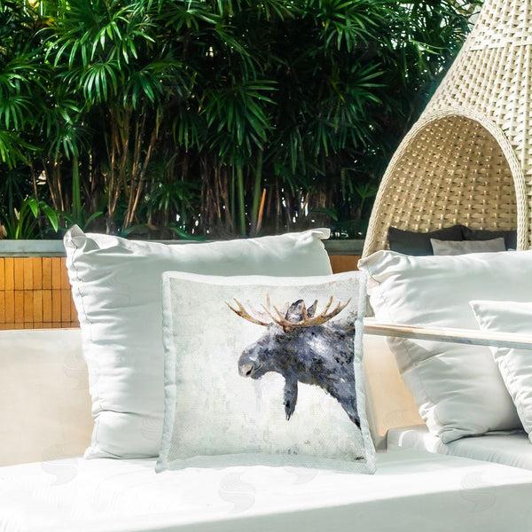 Stupell Industries Sally Kaye Barlow/Makaio Design | Rustic Moose View Printed Throw Pillow