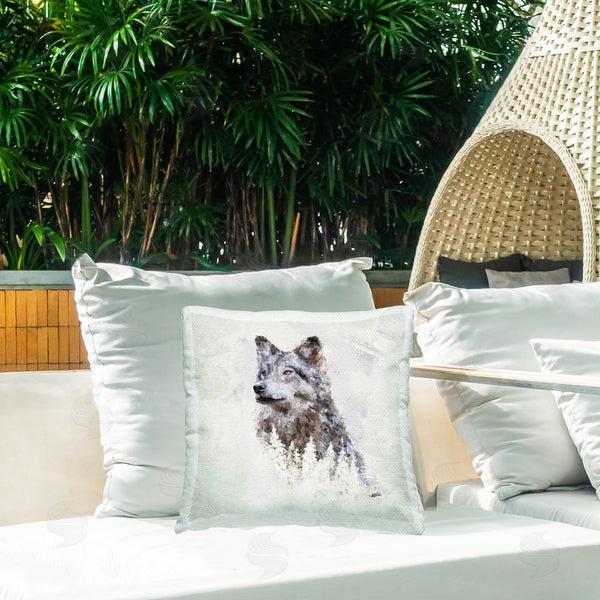 Stupell Industries Sally Kaye Barlow/Makaio Design | Rustic Wolf & Trees Printed Throw Pillow