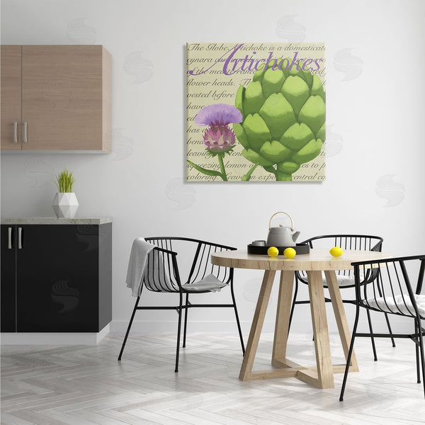 Stupell Industries Sally Springer Griffith | Artichoke Blooming Florals Green Vegetable Traditional Script Wall Art