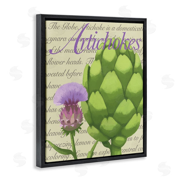 Stupell Industries Sally Springer Griffith | Artichoke Blooming Florals Green Vegetable Traditional Script Wall Art