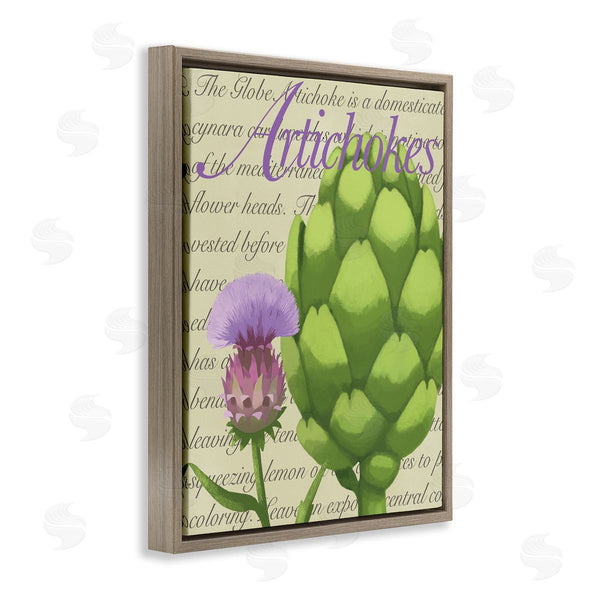 Stupell Industries Sally Springer Griffith | Artichoke Blooming Florals Green Vegetable Traditional Script Wall Art