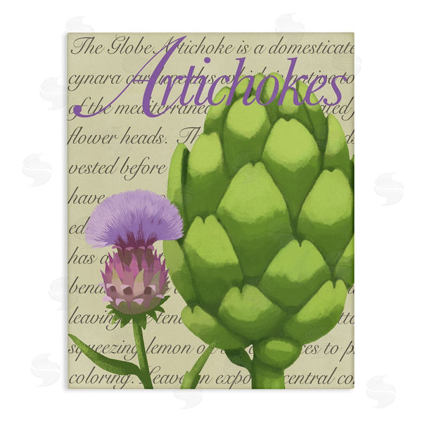 stupell industries Sally Springer Griffith | Artichoke Blooming Florals Green Vegetable Traditional Script Wall Art