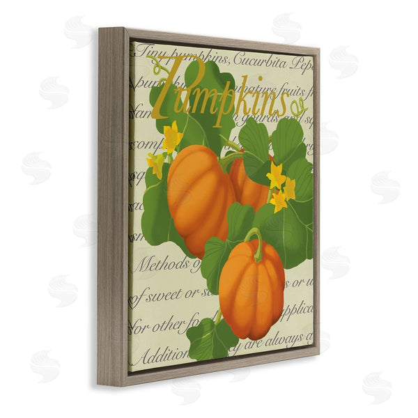 Stupell Industries Sally Springer Griffith | Pumpkin Floral Gourd Plants Vintage Typography Wall Art