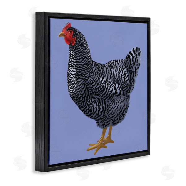 Stupell Industries Sally Springer Griffith | Striped Farm Chicken Over Purple Smiling Bird Wall Art