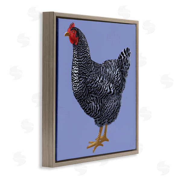 Stupell Industries Sally Springer Griffith | Striped Farm Chicken Over Purple Smiling Bird Wall Art