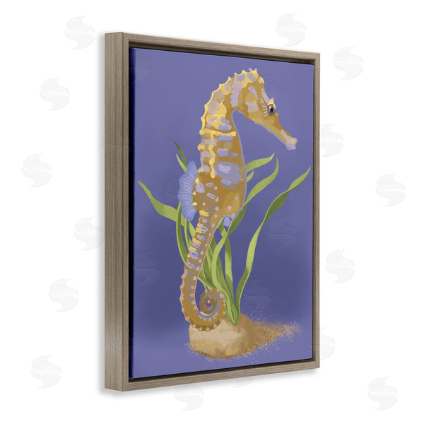 Stupell Industries Sally Springer Griffith | Underwater Seahorse Green Kelp Over Purple Wall Art