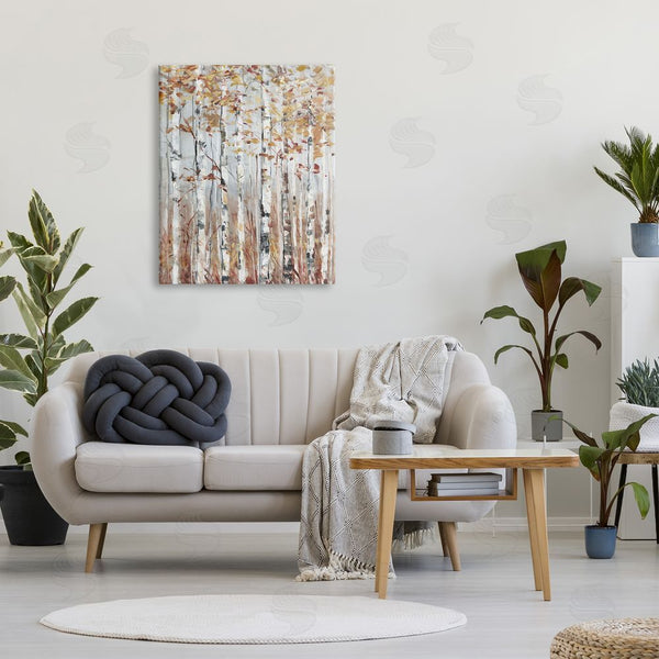 Stupell Industries Sally Swatland | Autumn Birch Tree Foliage Rustic Forest Landscape Wall Art