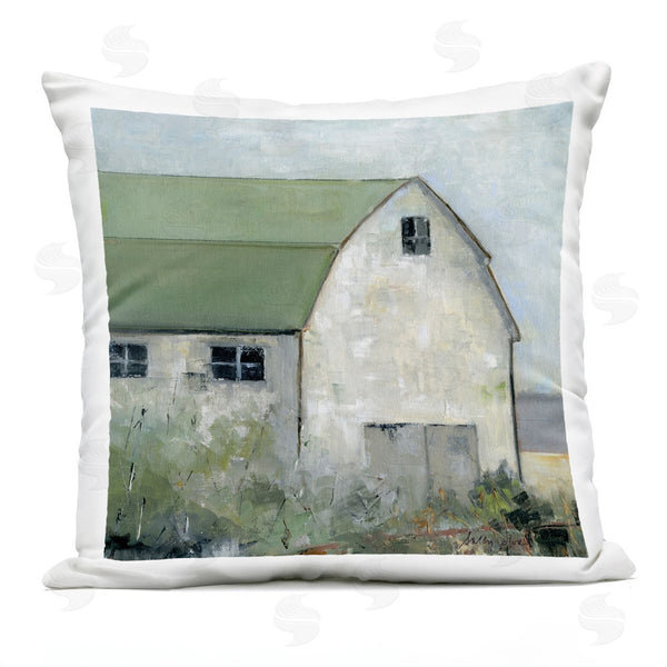 Stupell Industries Sally Swatland | Barn View With Green Roof Printed Throw Pillow