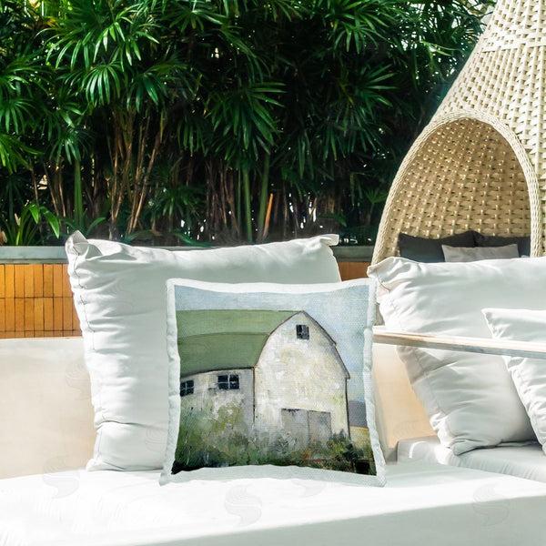 Stupell Industries Sally Swatland | Barn View With Green Roof Printed Throw Pillow