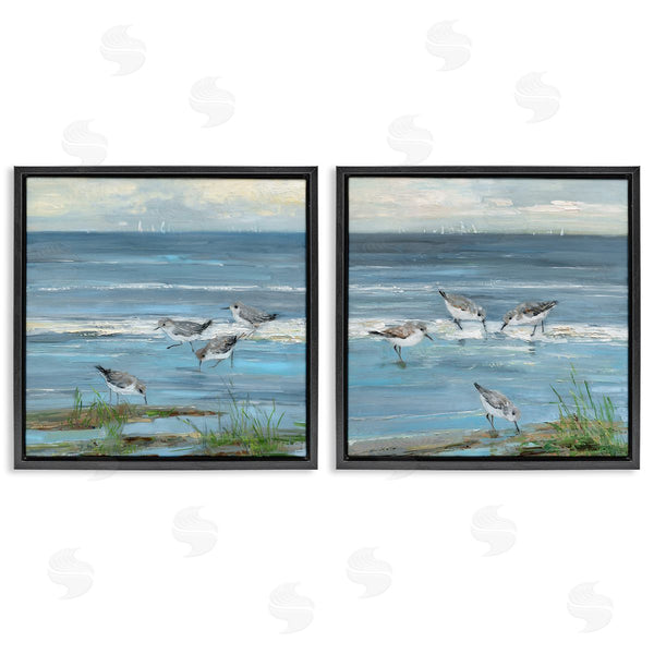 Stupell Industries Sally Swatland | Beach Shore With Sandpipers & Grasses