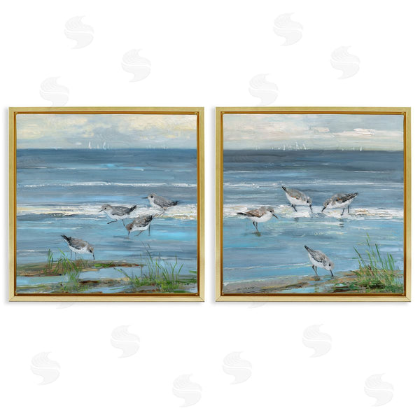 Stupell Industries Sally Swatland | Beach Shore With Sandpipers & Grasses