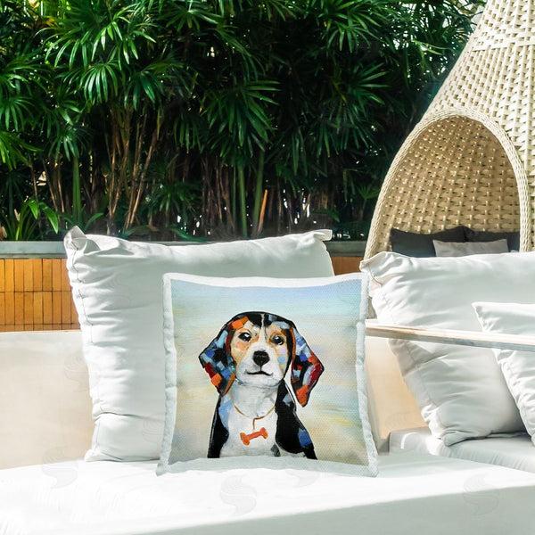 Stupell Industries Sally Swatland | Beagle With Bone Collar Printed Throw Pillow