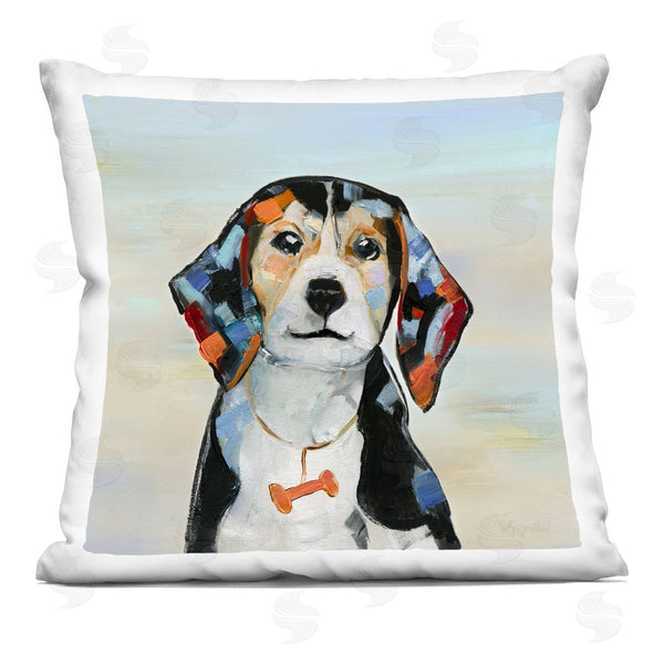 stupell industries Sally Swatland | Beagle with Bone Collar Printed Throw Pillow