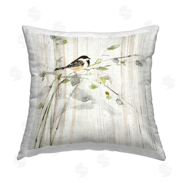 Stupell Industries Sally Swatland | Bird Perched Country Herb Blooms Printed Throw Pillow