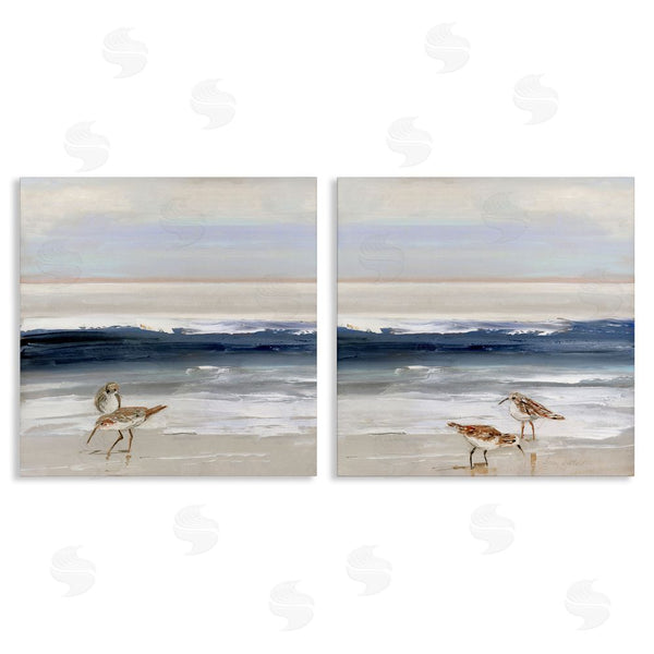 stupell industries Sally Swatland | Birds On Beach Shore Ocean Waves Landscape Wall Art