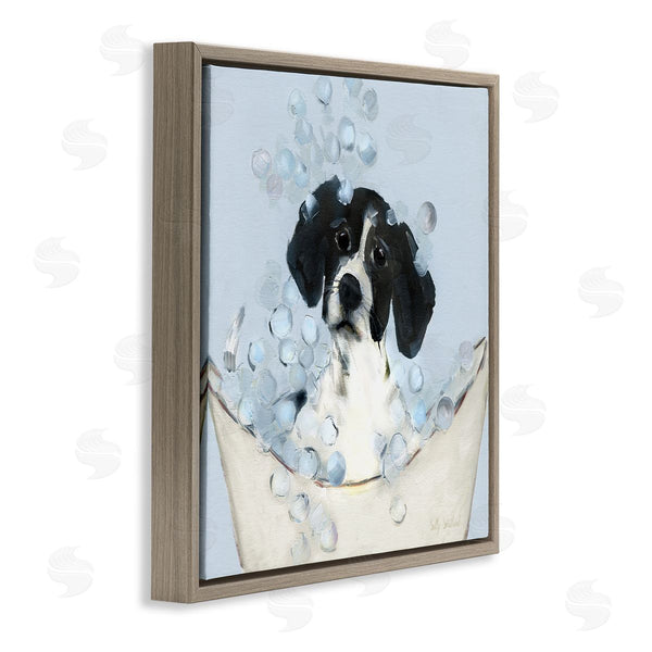 Stupell Industries Sally Swatland | Black & White Puppy In Tub