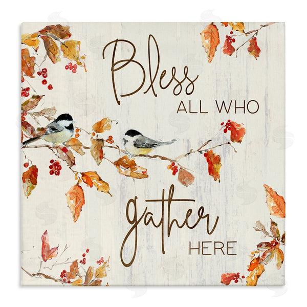 stupell industries Sally Swatland | Bless All Who Gather Here Autumn Tree Birds Wall Art
