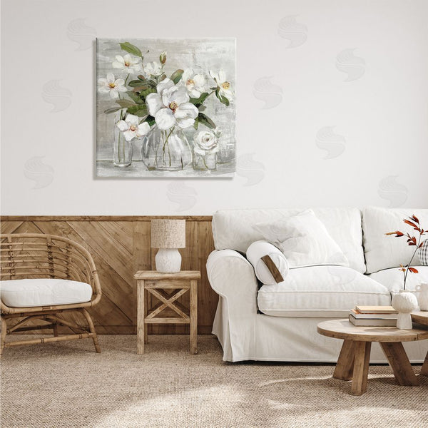 Stupell Industries Sally Swatland | Blooming White Florals Distressed Painting Country Still Life Wall Art
