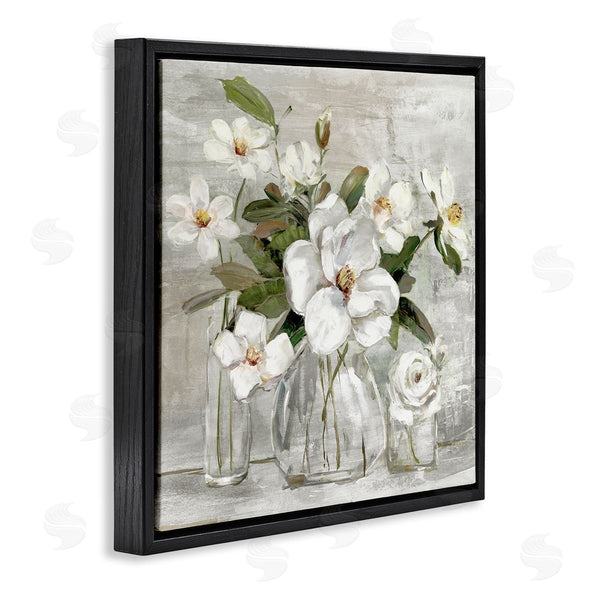 Stupell Industries Sally Swatland | Blooming White Florals Distressed Painting Country Still Life Wall Art