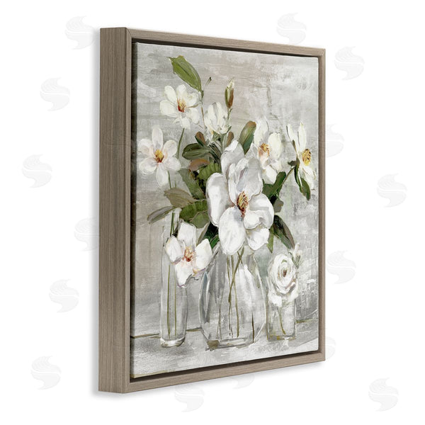 Stupell Industries Sally Swatland | Blooming White Florals Distressed Painting Country Still Life Wall Art