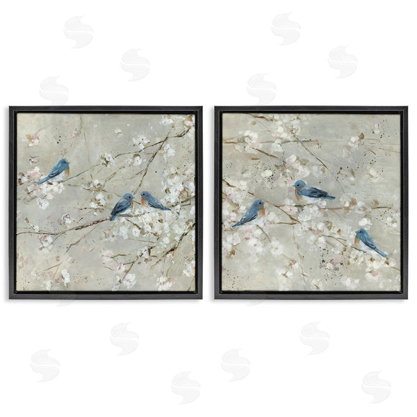 Stupell Industries Sally Swatland | Blue Birds Perched Tree Blossoms