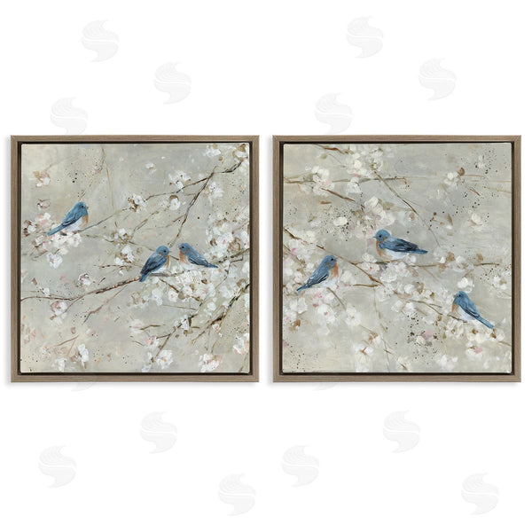 Stupell Industries Sally Swatland | Blue Birds Perched Tree Blossoms