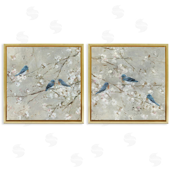 Stupell Industries Sally Swatland | Blue Birds Perched Tree Blossoms