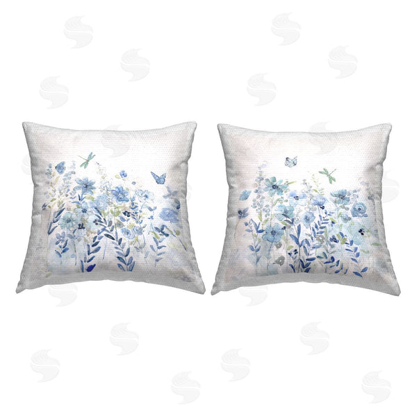 Stupell Industries Sally Swatland | Blue Garden Wildflower Blooms Printed Throw Pillow Set