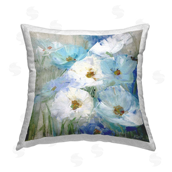 Stupell Industries Sally Swatland | Blue Spring Poppies Printed Throw Pillow