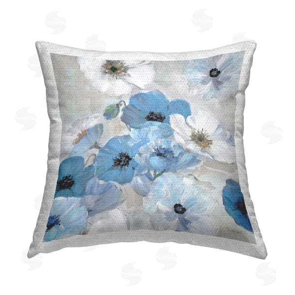 Stupell Industries Sally Swatland | Blue & White Flowers Printed Throw Pillow