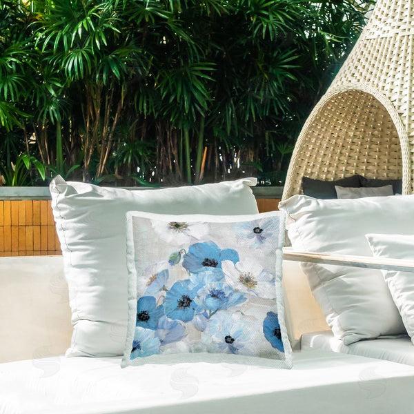 Stupell Industries Sally Swatland | Blue & White Flowers Printed Throw Pillow